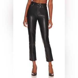 Agolde Leather Riley Long Pants in Detox.